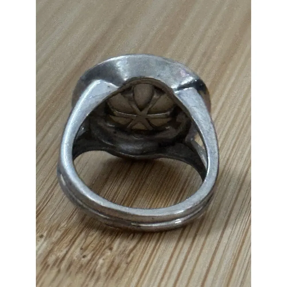 Vintage Sterling Silver Genuine Pearl Beaded Halo Statement Ring Size 7.5 10g